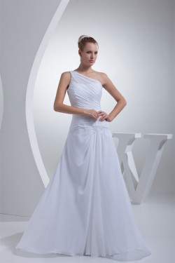 Sleeveless Sheath/Column Chiffon Silk like Satin Best Wedding Dresses 2030399