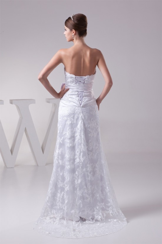 Sleeveless Sheath/Column Square Lace Silk like Satin Wedding Dresses 2030402 Sleeveless Sheath/Column Square Lace Silk like Satin Wedding Dresses 2030402