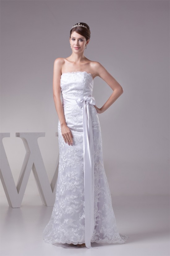 Sleeveless Sheath/Column Square Lace Silk like Satin Wedding Dresses 2030402 Sleeveless Sheath/Column Square Lace Silk like Satin Wedding Dresses 2030402
