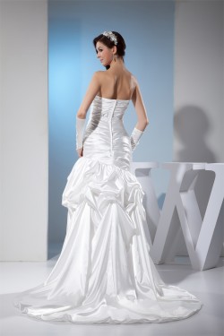 Sleeveless Sheath/Column Sweetheart Silk like Satin Sweet Wedding Dresses 2030403