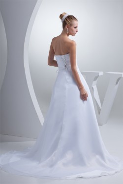 A-Line Sleeveless Soft Sweetheart Satin Satin Organza Reception Wedding Dresses 2030405