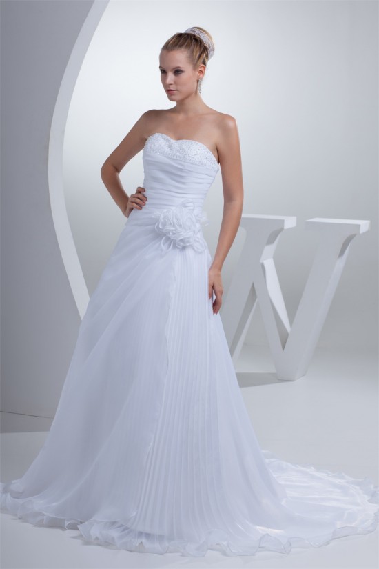 A-Line Sleeveless Soft Sweetheart Satin Satin Organza Reception Wedding Dresses 2030405 A-Line Sleeveless Soft Sweetheart Satin Satin Organza Reception Wedding Dresses 2030405
