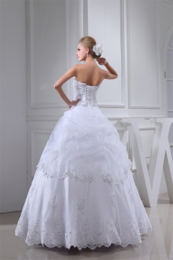 Ball Gown Beaded Satin Lace Organza Floor Length Wedding Dresses 2030406
