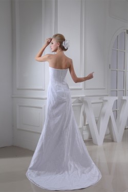 Sheath/Column Sleeveless Square Satin Lace Wedding Dresses 2030407