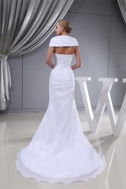 Sleeveless Square Sheath/Column Satin Organza Sweet Wedding Dresses 2030408