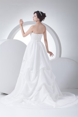 A-Line Satin Taffeta Sleeveless Strapless Wedding Dresses 2030412
