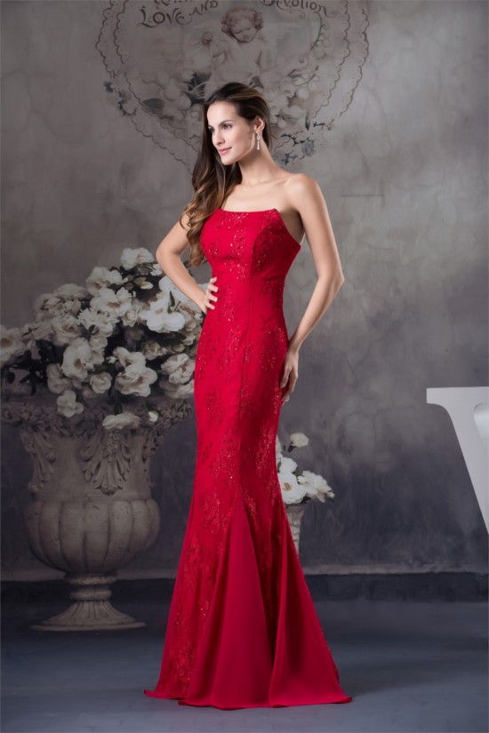 Sleeveless Strapless Mermaid/Trumpet Chiffon Lace Silk like Satin Wedding Dresses 2030413 Sleeveless Strapless Mermaid/Trumpet Chiffon Lace Silk like Satin Wedding Dresses 2030413