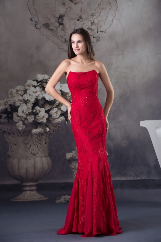 Sleeveless Strapless Mermaid/Trumpet Chiffon Lace Silk like Satin Wedding Dresses 2030413 Sleeveless Strapless Mermaid/Trumpet Chiffon Lace Silk like Satin Wedding Dresses 2030413