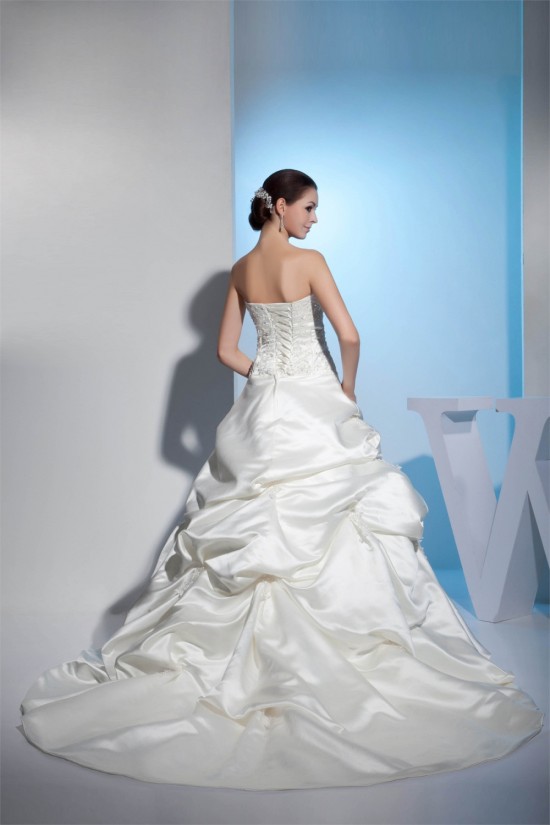 Sleeveless Strapless Satin Lace A-Line New Arrival Wedding Dresses 2030414 Sleeveless Strapless Satin Lace A-Line New Arrival Wedding Dresses 2030414