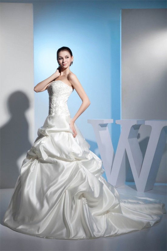 Sleeveless Strapless Satin Lace A-Line New Arrival Wedding Dresses 2030414 Sleeveless Strapless Satin Lace A-Line New Arrival Wedding Dresses 2030414