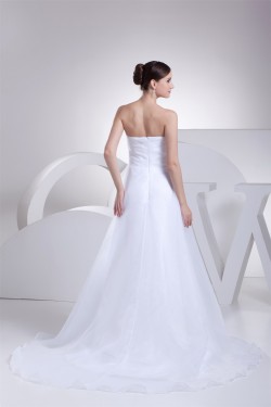 A-Line Strapless Satin Organza New Arrival Wedding Dresses 2030415
