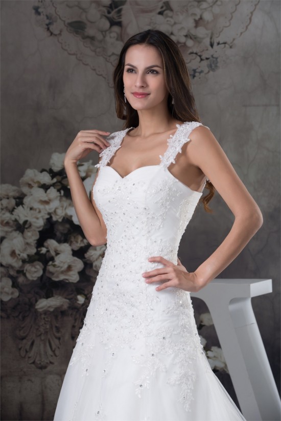 A-Line Sleeveless Straps Satin Fine Netting Wedding Dresses 2030417 A-Line Sleeveless Straps Satin Fine Netting Wedding Dresses 2030417