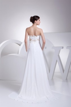 A-Line Sleeveless Sweetheart Chiffon Beaded Lace Wedding Dresses 2030422