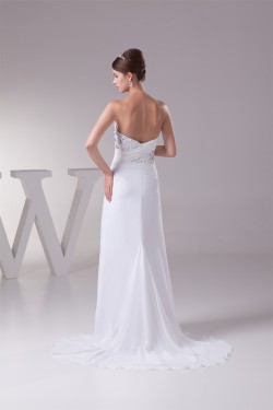 Sheath/Column Sweetheart Chiffon Beaded Wedding Dresses 2030424