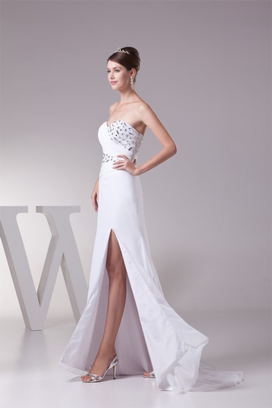 Sheath/Column Sweetheart Chiffon Beaded Wedding Dresses 2030424