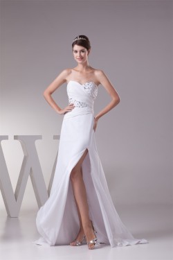 Sheath/Column Sweetheart Chiffon Beaded Wedding Dresses 2030424