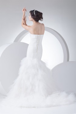 Sleeveless Sweetheart Mermaid/Trumpet Satin Fine Netting Sweet Wedding Dresses 2030425