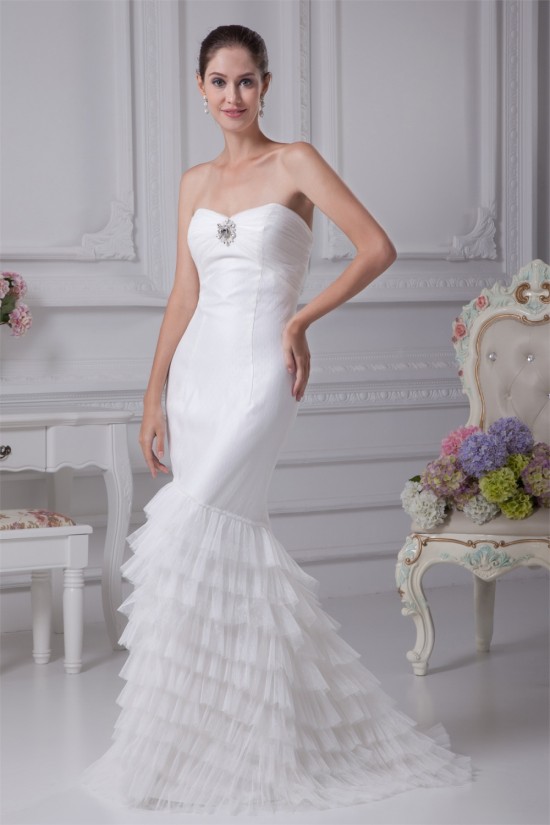 Sleeveless Sweetheart Mermaid/Trumpet Satin Fine Netting Wedding Dresses 2030426 Sleeveless Sweetheart Mermaid/Trumpet Satin Fine Netting Wedding Dresses 2030426