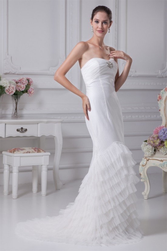 Sleeveless Sweetheart Mermaid/Trumpet Satin Fine Netting Wedding Dresses 2030426 Sleeveless Sweetheart Mermaid/Trumpet Satin Fine Netting Wedding Dresses 2030426