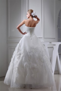 Sleeveless Sweetheart Satin Organza A-Line Sweet Wedding Dresses 2030427