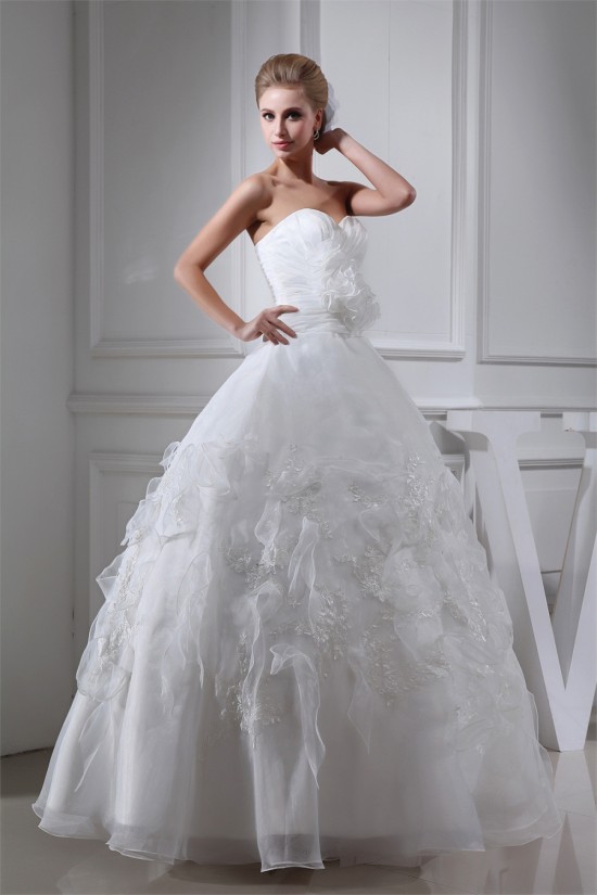 Sleeveless Sweetheart Satin Organza A-Line Sweet Wedding Dresses 2030427 Sleeveless Sweetheart Satin Organza A-Line Sweet Wedding Dresses 2030427