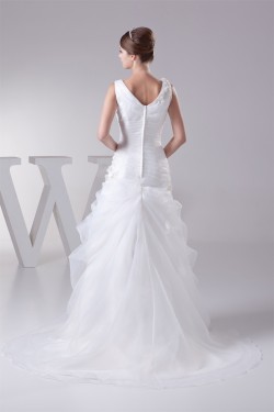 Sleeveless V-Neck Satin Lace Organza Princess New Arrival Wedding Dresses 2030433