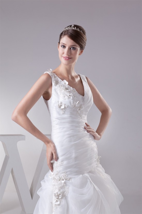 Sleeveless V-Neck Satin Lace Organza Princess New Arrival Wedding Dresses 2030433 Sleeveless V-Neck Satin Lace Organza Princess New Arrival Wedding Dresses 2030433