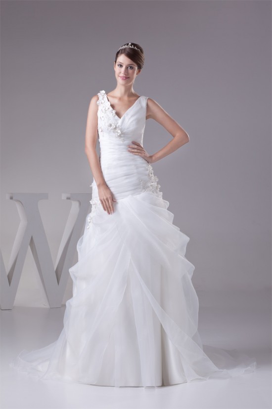 Sleeveless V-Neck Satin Lace Organza Princess New Arrival Wedding Dresses 2030433 Sleeveless V-Neck Satin Lace Organza Princess New Arrival Wedding Dresses 2030433