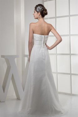 Soft Sweetheart A-Line Satin Organza Sleeveless New Arrival Wedding Dresses 2030434