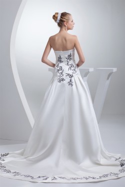 A-Line Soft Sweetheart Sleeveless Satin Wedding Dresses with Color 2030437