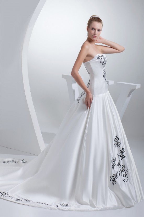 A-Line Soft Sweetheart Sleeveless Satin Wedding Dresses with Color 2030437 A-Line Soft Sweetheart Sleeveless Satin Wedding Dresses with Color 2030437