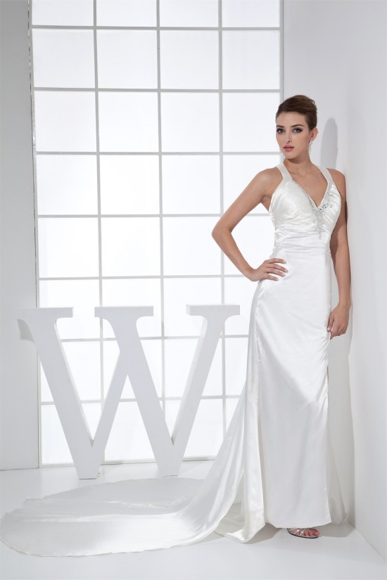 Sheath/Column Spaghetti Straps Elastic Woven Satin Wedding Dresses 2030440 Sheath/Column Spaghetti Straps Elastic Woven Satin Wedding Dresses 2030440