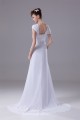 Sheath/Column Capped Sleeves Chiffon Silk like Satin Beaded Lace Wedding Dresses 2030442 Sheath/Column Capped Sleeves Chiffon Silk like Satin Beaded Lace Wedding Dresses 2030442