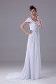Sheath/Column Capped Sleeves Chiffon Silk like Satin Beaded Lace Wedding Dresses 2030442 Sheath/Column Capped Sleeves Chiffon Silk like Satin Beaded Lace Wedding Dresses 2030442