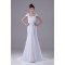 Sheath/Column Capped Sleeves Chiffon Silk like Satin Beaded Lace Wedding Dresses 2030442