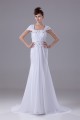 Sheath/Column Capped Sleeves Chiffon Silk like Satin Beaded Lace Wedding Dresses 2030442 Sheath/Column Capped Sleeves Chiffon Silk like Satin Beaded Lace Wedding Dresses 2030442