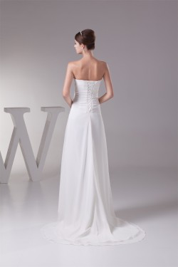 A-Line Strapless Chiffon Silk like Satin New Arrival Wedding Dresses 2030444