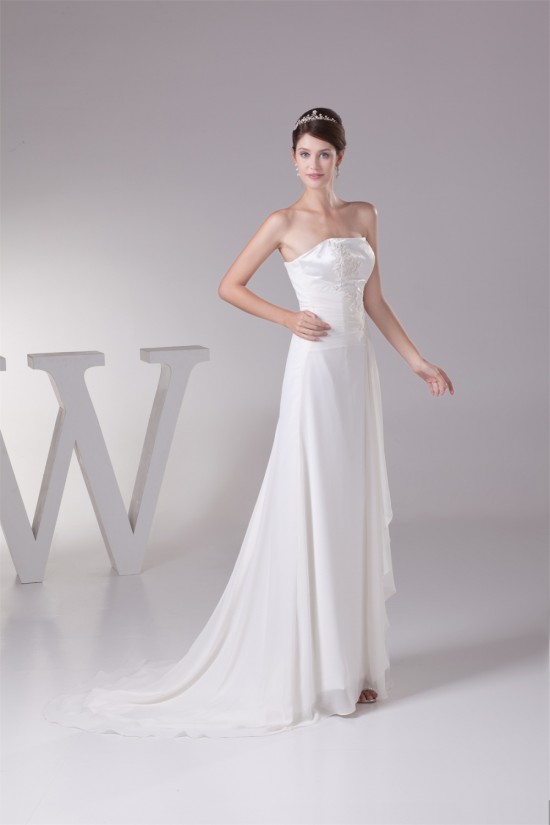 A-Line Strapless Chiffon Silk like Satin New Arrival Wedding Dresses 2030444 A-Line Strapless Chiffon Silk like Satin New Arrival Wedding Dresses 2030444
