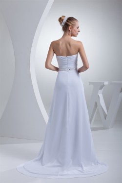 A-Line Strapless Sleeveless Chiffon Silk like Satin Sweet Wedding Dresses 2030445