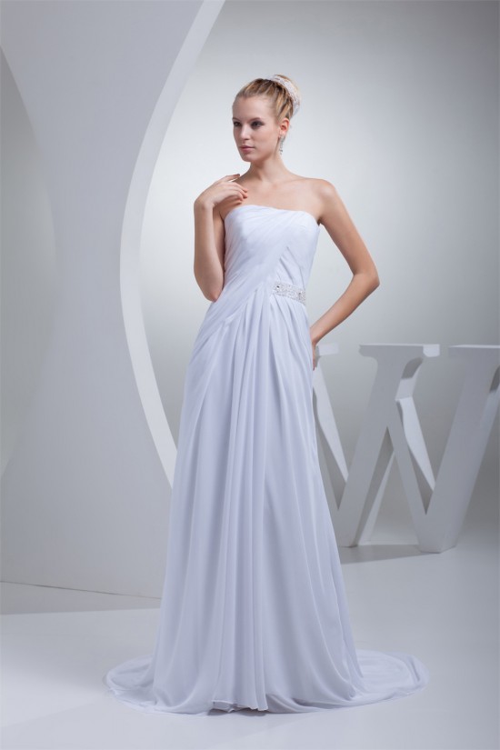 A-Line Strapless Sleeveless Chiffon Silk like Satin Sweet Wedding Dresses 2030445 A-Line Strapless Sleeveless Chiffon Silk like Satin Sweet Wedding Dresses 2030445