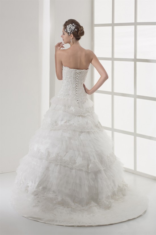 Strapless A-Line Sleeveless Satin Lace Netting Most Beautiful Wedding Dresses 2030446 Strapless A-Line Sleeveless Satin Lace Netting Most Beautiful Wedding Dresses 2030446
