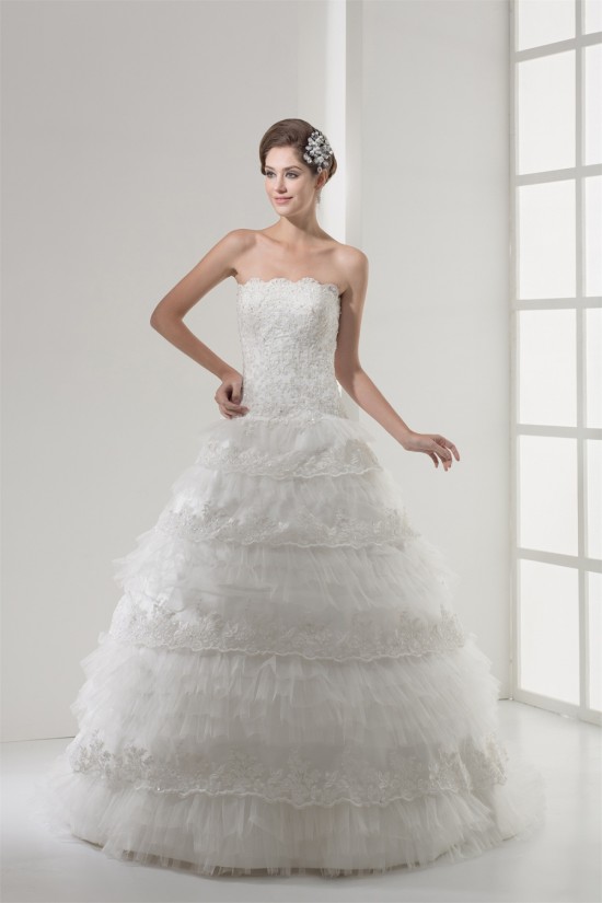 Strapless A-Line Sleeveless Satin Lace Netting Most Beautiful Wedding Dresses 2030446 Strapless A-Line Sleeveless Satin Lace Netting Most Beautiful Wedding Dresses 2030446
