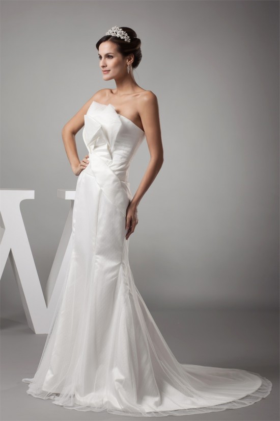 Strapless Mermaid/Trumpet Satin Fine Netting Sweet Wedding Dresses 2030447 Strapless Mermaid/Trumpet Satin Fine Netting Sweet Wedding Dresses 2030447