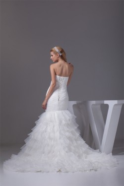 Strapless Mermaid/Trumpet Sleeveless Satin Organza Wedding Dresses 2030448