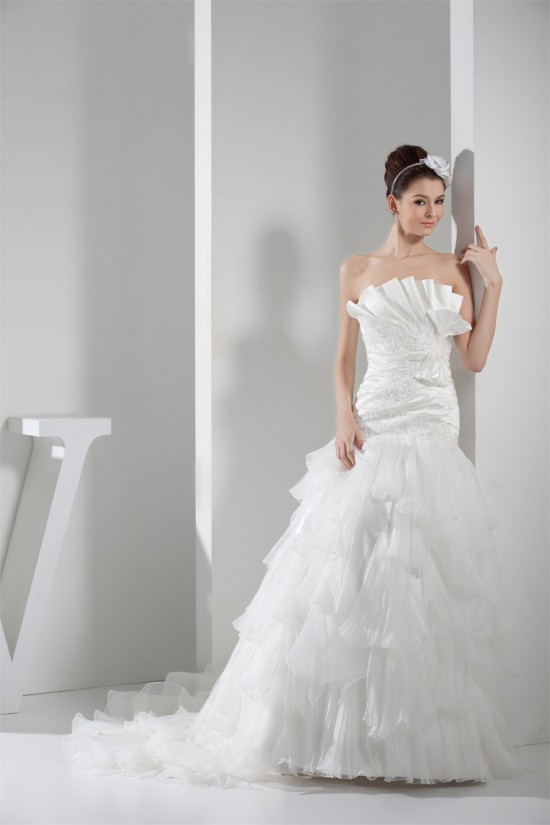 Strapless Satin Lace Organza Wedding Dresses 2030452 Strapless Satin Lace Organza Wedding Dresses 2030452
