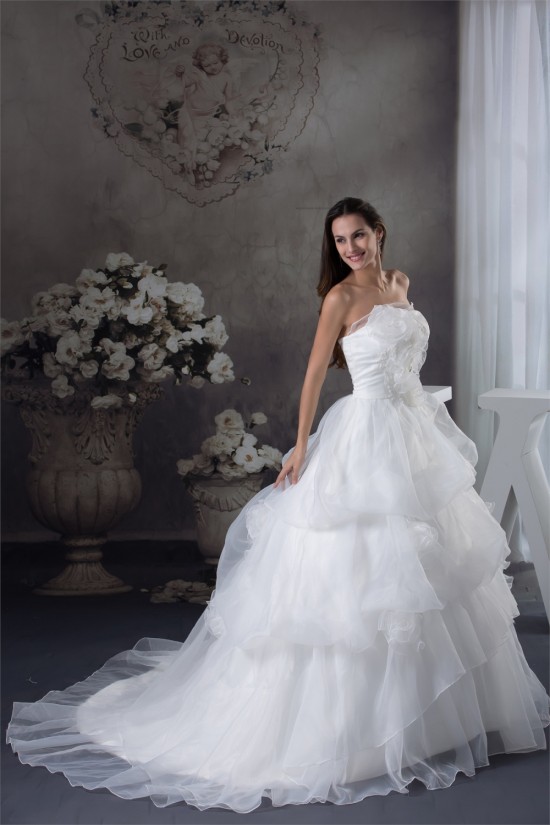 A-Line Strapless Satin Lace Organza Sleeveless Wedding Dresses 2030453 A-Line Strapless Satin Lace Organza Sleeveless Wedding Dresses 2030453