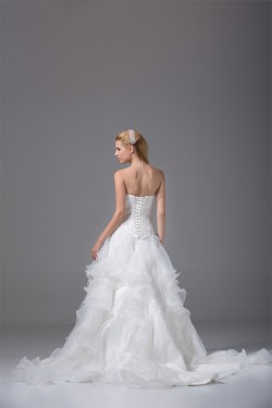 A-Line Strapless Satin Organza Sleeveless Most Beautiful Wedding Dresses 2030454