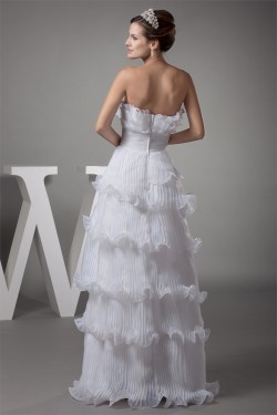 Strapless Sheath/Column Satin Organza Sleeveless New Arrival Wedding Dresses 2030456