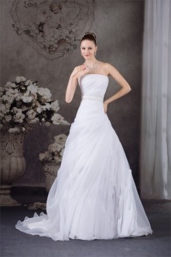 A-Line Strapless Sleeveless Beautiful Wedding Dresses 2030458