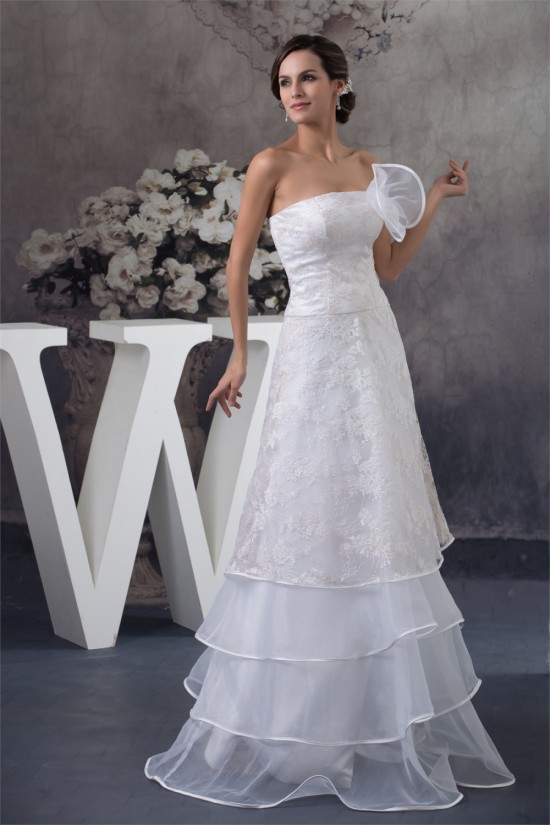 Strapless Sleeveless Satin Lace A-Line Reception Wedding Dresses 2030460 Strapless Sleeveless Satin Lace A-Line Reception Wedding Dresses 2030460